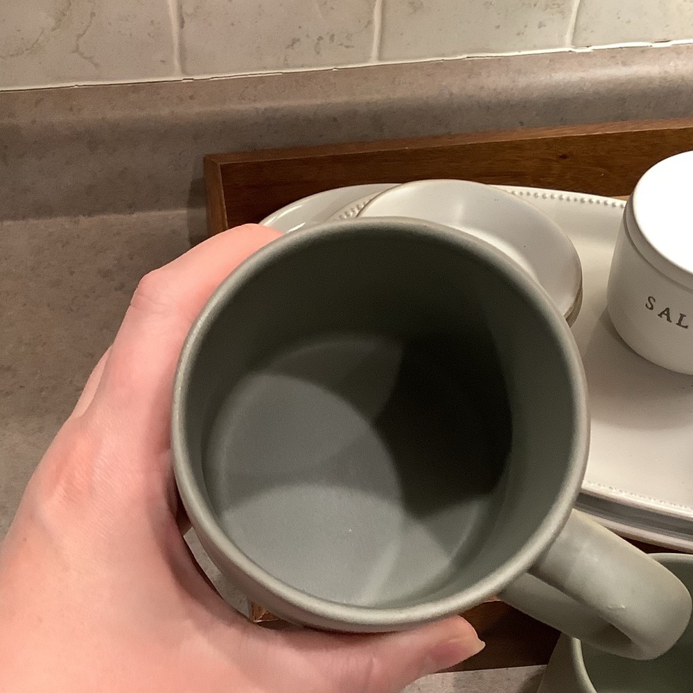 Set of 2 Hearth and Hand with Magnolia Matte Olive Green Coffee Mugs - Picture 6 of 8